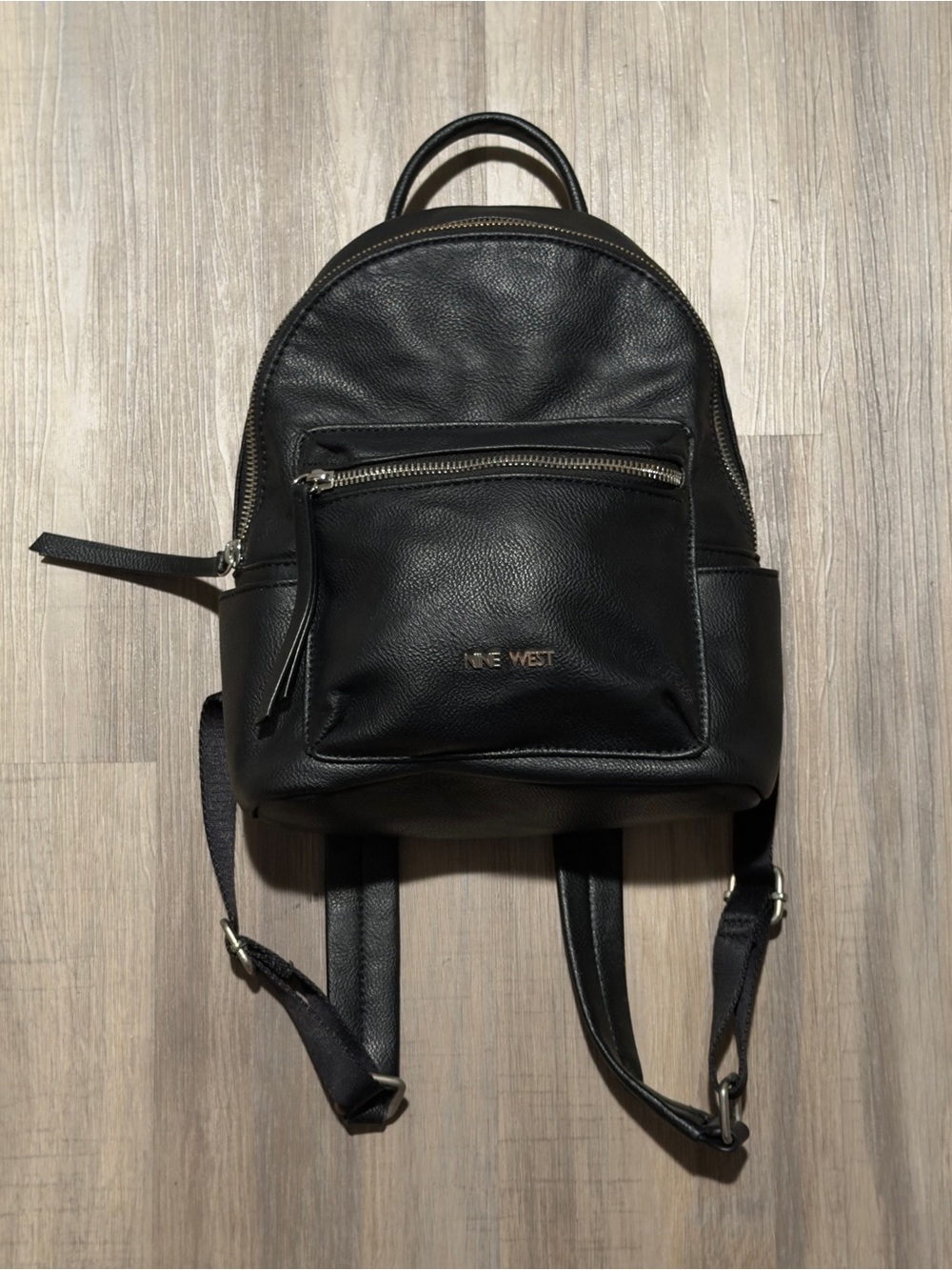 Nine West | Black | Faux Leather | Mini Backpack/Daypack | Silver Hardware